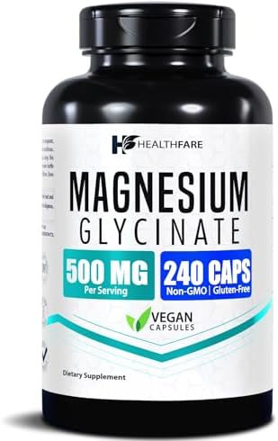 HealthFare Magnesio Glicinato 500mg | 240 Cápsulas Veganas | Magnesio Quelado de Alta Absorción | Sin Gluten | No OGM | Hecho en EE. UU. - imagen 1