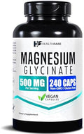 HealthFare Magnesio Glicinato 500mg | 240 Cápsulas Veganas | Magnesio Quelado de Alta Absorción | Sin Gluten | No OGM | Hecho en EE. UU. - imagen 1
