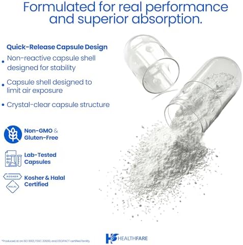 HealthFare Magnesio Glicinato 500mg | 240 Cápsulas Veganas | Magnesio Quelado de Alta Absorción | Sin Gluten | No OGM | Hecho en EE. UU. - imagen 4