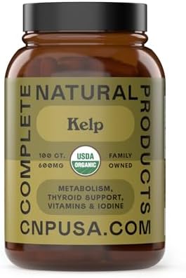 Cápsulas de Kelp Marino Orgánico de Complete Natural Products - 600mg, 100 Píldoras, Suplemento de Algas Crudas y Soporte para Tiroides - imagen 1