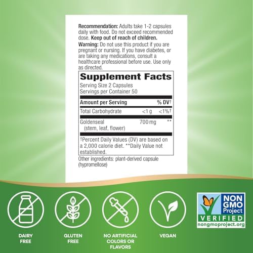 Goldenseal Premium Herbal de Nature's Way 800 mg por Porción - 100 Cápsulas Vegetales - imagen 2