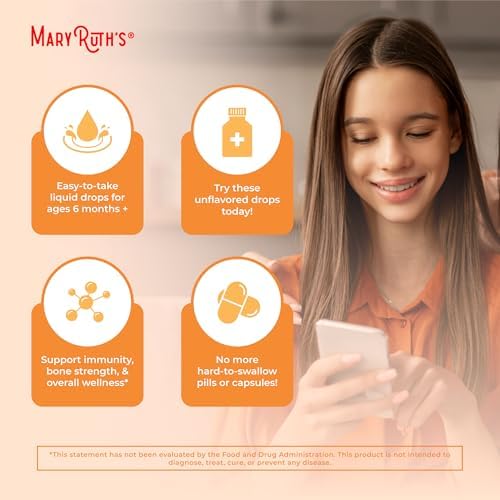 MaryRuth Organics Vitamina D USDA Orgánica | VIT D3 Líquido | Sin Azúcar | Spray Líquido para Inmunidad Adultos y Niños | Salud Ósea | Vegano | Sin - imagen 6