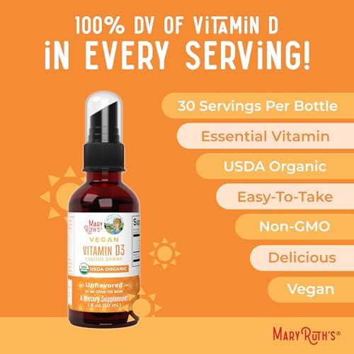 MaryRuth Organics Vitamina D USDA Orgánica | VIT D3 Líquido | Sin Azúcar | Spray Líquido para Inmunidad Adultos y Niños | Salud Ósea | Vegano | Sin - imagen 7