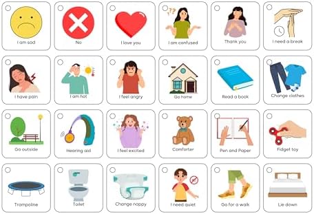 Tarjetas de Comunicación Plásticas, 60 Tarjetas Básicas para Necesidades Especiales, Autismo, Niños, Hospital, Terapia del Habla No Verbal, Adultos - imagen 6