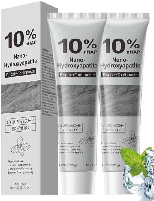 Pasta de Dientes 2 Piezas 10% Hidroxiapatita, Blanqueadora sin Flúor, Protección Avanzada del Esmalte, Aliento Fresco, 4.23 oz - imagen 1