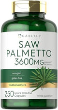 Carlyle Saw Palmetto para Hombres y Mujeres | 250 Cápsulas | Suplemento de Extracto de Hierbas | Serenoa Repens | Sin OGM y Libre de Gluten - imagen 1