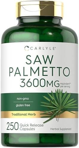 Carlyle Saw Palmetto para Hombres y Mujeres | 250 Cápsulas | Suplemento de Extracto de Hierbas | Serenoa Repens | Sin OGM y Libre de Gluten - imagen 1