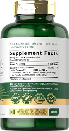 Carlyle Saw Palmetto para Hombres y Mujeres | 250 Cápsulas | Suplemento de Extracto de Hierbas | Serenoa Repens | Sin OGM y Libre de Gluten - imagen 2