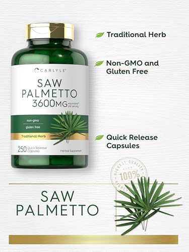 Carlyle Saw Palmetto para Hombres y Mujeres | 250 Cápsulas | Suplemento de Extracto de Hierbas | Serenoa Repens | Sin OGM y Libre de Gluten - imagen 4