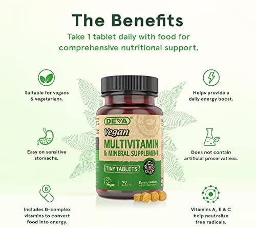 DEVA Tabletas Veganas Multivitamínicas para Mujeres y Hombres 2-Pack con Hierro, Vitamina C, E, Complejo B, Zinc, 90 Tabletas Cada Una - imagen 6