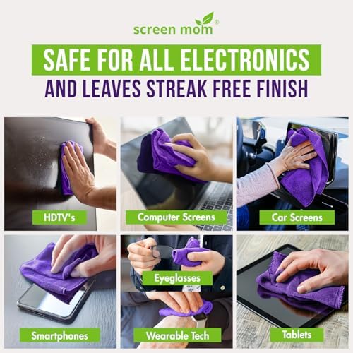 Paquete de 4 Paños de Microfibra Screen Mom para Limpiar Pantallas - Paños de Limpieza para TV, Laptop, Computadora y Pantallas de Auto - imagen 4