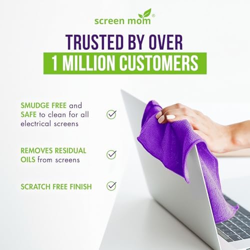 Paquete de 4 Paños de Microfibra Screen Mom para Limpiar Pantallas - Paños de Limpieza para TV, Laptop, Computadora y Pantallas de Auto - imagen 5