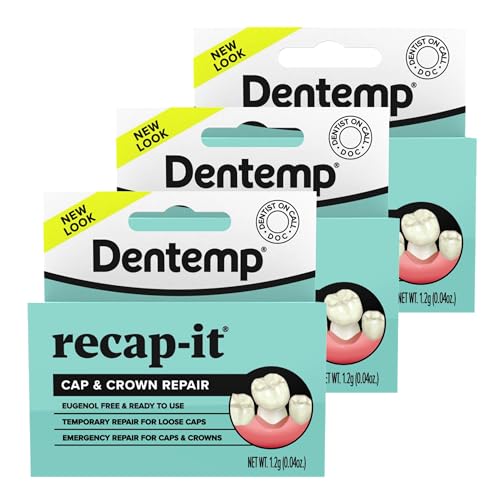 Kit de Reparación Dental Dentemp Recap-It - Cemento Dental de Acción Rápida para Coronas y Puentes (Paquete de 3) - imagen 1