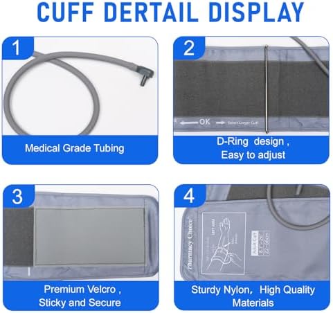 Manguito para Medir la Presión Arterial 3XL, Compatible con la Mayoría de Monitores, Manguito de Reemplazo para Adultos con 8 Conectores - imagen 3