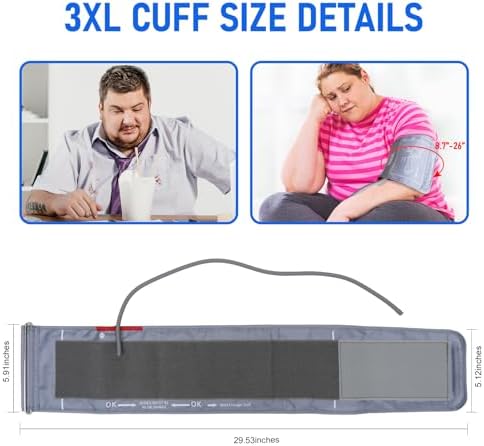Manguito para Medir la Presión Arterial 3XL, Compatible con la Mayoría de Monitores, Manguito de Reemplazo para Adultos con 8 Conectores - imagen 4