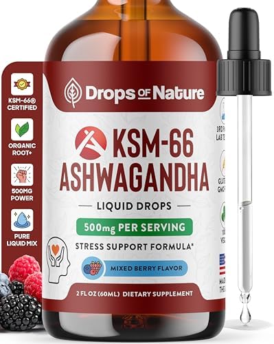 KSM-66 Gotas Líquidas de Ashwagandha – Veganas, Sin GMO y de Rápida Absorción – Suplemento para Bienestar Diario – Promueve Enfoque y Claridad – - imagen 1
