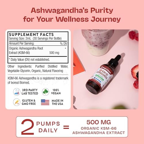 KSM-66 Gotas Líquidas de Ashwagandha – Veganas, Sin GMO y de Rápida Absorción – Suplemento para Bienestar Diario – Promueve Enfoque y Claridad – - imagen 5