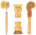 Juego de Cepillos de Bambú SAMEBUTECO para Cocina - 4 Herramientas en 1, Estropajos Naturales para Olla, Sartén y Botellas - imagen 1