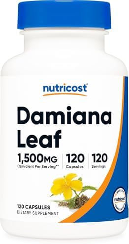 Extracto de Hoja de Damiana Nutricost 120 Cápsulas - 120 Porciones por Botella, Vegano, Sin OGM y Sin Gluten - imagen 1