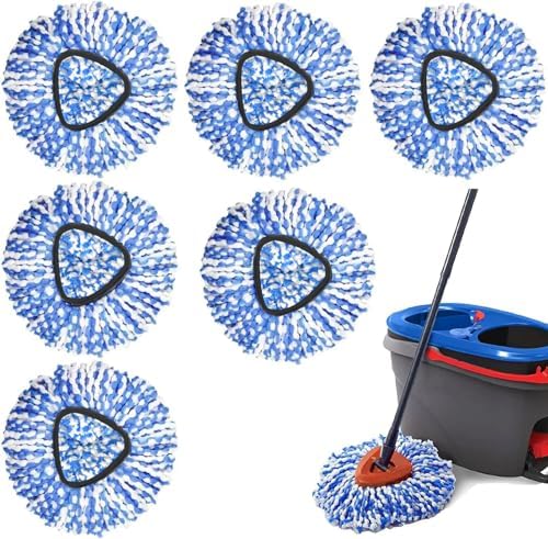 Cabezas de Repuesto para Mopas Spin de 6 Piezas Compatibles con el Sistema Ocedar RinseClean de 2 Tanques, Reemplazos de Microfibra para Limpiar - imagen 1