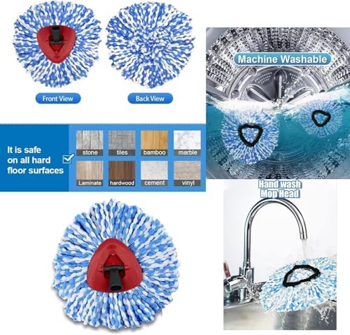 Cabezas de Repuesto para Mopas Spin de 6 Piezas Compatibles con el Sistema Ocedar RinseClean de 2 Tanques, Reemplazos de Microfibra para Limpiar - imagen 4