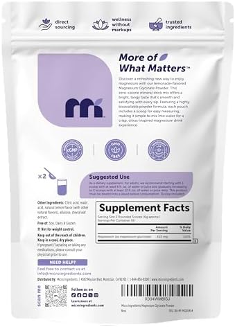 Polvo de Magnesio, 420mg por Porción, 12oz (56 Porciones) | Sabor Limonada Sin Azúcar | Suplemento de Magnesio Glicinato | Minerales Quelados | No - imagen 2
