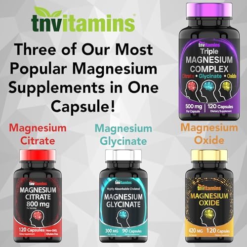 Suplemento de Complejo de Magnesio Triple 500mg: Glicinato, Citrato y Óxido de Magnesio - 120 Cápsulas (¡Suministro para 4 Meses!) | 1 Cápsula - imagen 4