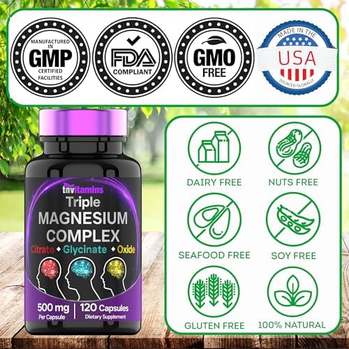 Suplemento de Complejo de Magnesio Triple 500mg: Glicinato, Citrato y Óxido de Magnesio - 120 Cápsulas (¡Suministro para 4 Meses!) | 1 Cápsula - imagen 6
