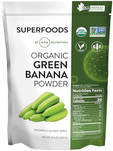 MRM Polvo de Plátano Verde Orgánico - Superalimento Prebiótico, Almidón Resistente Digestivo, Alternativa de Harina para Cocinar y Batidos, Sin - imagen 1