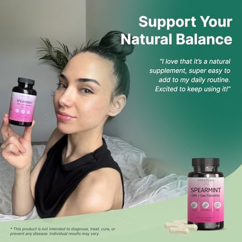 Suplemento de Cápsulas de Menta Verde VINATURA - Extracto de Hoja de Menta con DIM y Saw Palmetto, para el Vello No Deseado, Salud Femenina y Piel, - imagen 5