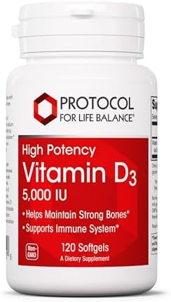 PROTOCOL FOR LIFE BALANCE - Vitamina D3 5000 UI (Alta Potencia) para Absorción de Calcio, Salud Ósea y Dental, Sistema Inmunológico - 120 Gelatinas - imagen 1