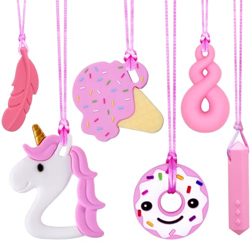 Collares Masticables Sensoriales para Niñas, Paquete de 6, Joyería para Autismo, Juguetes Masticables para Niños con TDAH o Necesidades Especiales, - imagen 1