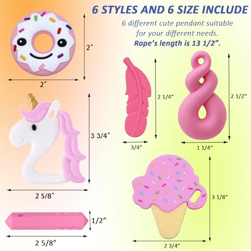 Collares Masticables Sensoriales para Niñas, Paquete de 6, Joyería para Autismo, Juguetes Masticables para Niños con TDAH o Necesidades Especiales, - imagen 3
