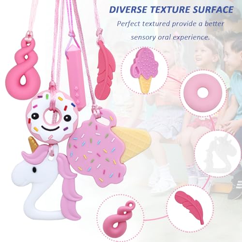 Collares Masticables Sensoriales para Niñas, Paquete de 6, Joyería para Autismo, Juguetes Masticables para Niños con TDAH o Necesidades Especiales, - imagen 6