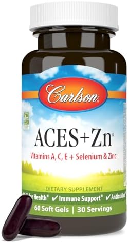 Carlson - ACES + Zn, Vitaminas A, C, E + Selenio y Zinc, Salud Celular y Soporte Inmunológico, Antioxidante, 60 Softgels - imagen 1