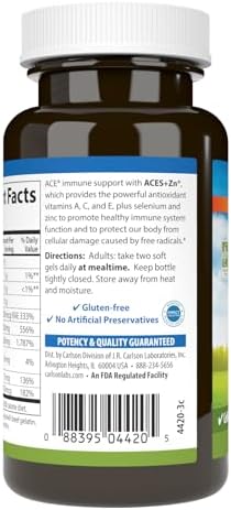 Carlson - ACES + Zn, Vitaminas A, C, E + Selenio y Zinc, Salud Celular y Soporte Inmunológico, Antioxidante, 60 Softgels - imagen 3