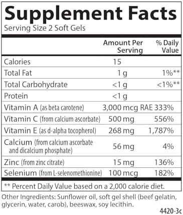 Carlson - ACES + Zn, Vitaminas A, C, E + Selenio y Zinc, Salud Celular y Soporte Inmunológico, Antioxidante, 60 Softgels - imagen 8