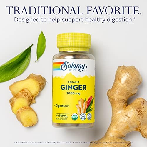 SOLARAY Jengibre Orgánico 1080 mg - Suplementos de Jengibre - Alivia Náuseas y Vómitos por Mareo, Apoya la Salud Articular - Vegano, Sin Somnolencia, - imagen 3