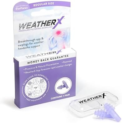 Tapones para los oídos WeatherX para prevención de dolores de cabeza – Filtrado de presión para cambios en la presión atmosférica (Paquete regular 1) - imagen 1