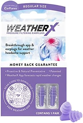 Tapones para los oídos WeatherX para prevención de dolores de cabeza – Filtrado de presión para cambios en la presión atmosférica (Paquete regular 1) - imagen 4