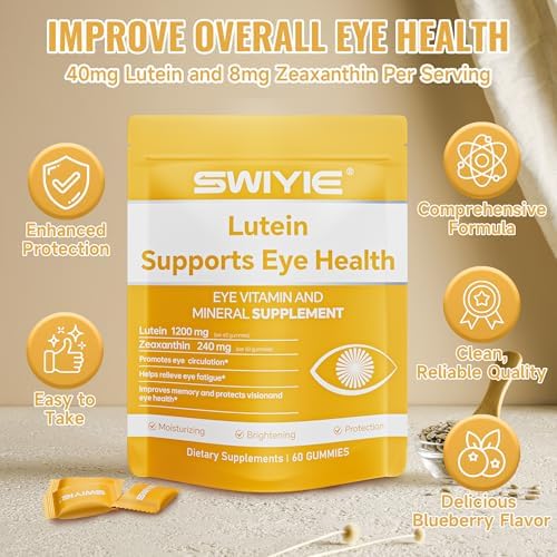 Gomitas Swiyie de Luteína – Suplemento vitamínico y mineral para los ojos con 20mg de Luteína y 4mg de Zeaxantina – 60 gomitas sabor natural para la - imagen 7