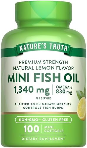 Aceite de Pescado Omega 3 Mini de Nature's Truth | 1340 mg | 100 Cápsulas Blandas | Sabor Limón Sin Eructos | Suplemento Sin OGM y Sin Gluten - imagen 1