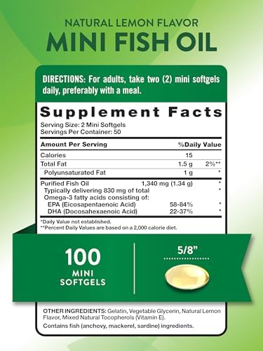 Aceite de Pescado Omega 3 Mini de Nature's Truth | 1340 mg | 100 Cápsulas Blandas | Sabor Limón Sin Eructos | Suplemento Sin OGM y Sin Gluten - imagen 2