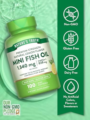 Aceite de Pescado Omega 3 Mini de Nature's Truth | 1340 mg | 100 Cápsulas Blandas | Sabor Limón Sin Eructos | Suplemento Sin OGM y Sin Gluten - imagen 3