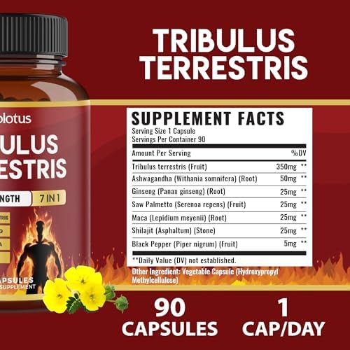 Cápsulas de Tribulus Terrestris con Ashwagandha, Ginseng Panax, Saw Palmetto, Maca y Shilajit - 90 Cápsulas - Suministro para 3 Meses - imagen 4