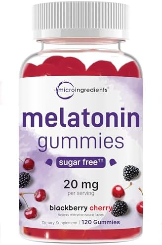 Gomitas de Melatonina Micro Ingredients 20mg para Adultos, 120 Piezas | Ayuda para Dormir, Sabor Sin Azúcar a Mora y Cereza | No Habituales, Sin OGM, - imagen 1