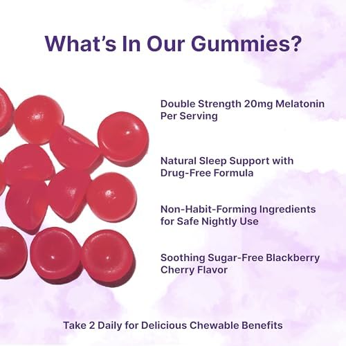 Gomitas de Melatonina Micro Ingredients 20mg para Adultos, 120 Piezas | Ayuda para Dormir, Sabor Sin Azúcar a Mora y Cereza | No Habituales, Sin OGM, - imagen 2