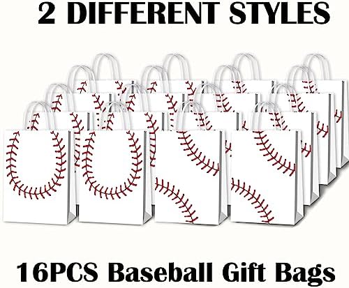 BQK 16 Piezas de Bolsas de Snack de Béisbol para Niños con Asas - Bolsas de Regalo y Fiestas de Béisbol para Cumpleaños - imagen 2