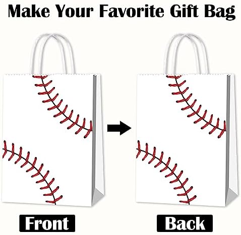 BQK 16 Piezas de Bolsas de Snack de Béisbol para Niños con Asas - Bolsas de Regalo y Fiestas de Béisbol para Cumpleaños - imagen 4