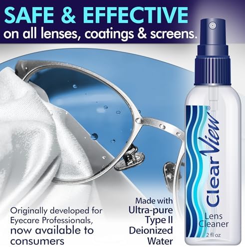Kit de Limpiador de Lentes Clear View – 4 Botellas + 4 Paños de Microfibra | Spray Limpiador Sin Rayas para Gafas y Pantallas | Seguro para Lentes AR - imagen 2